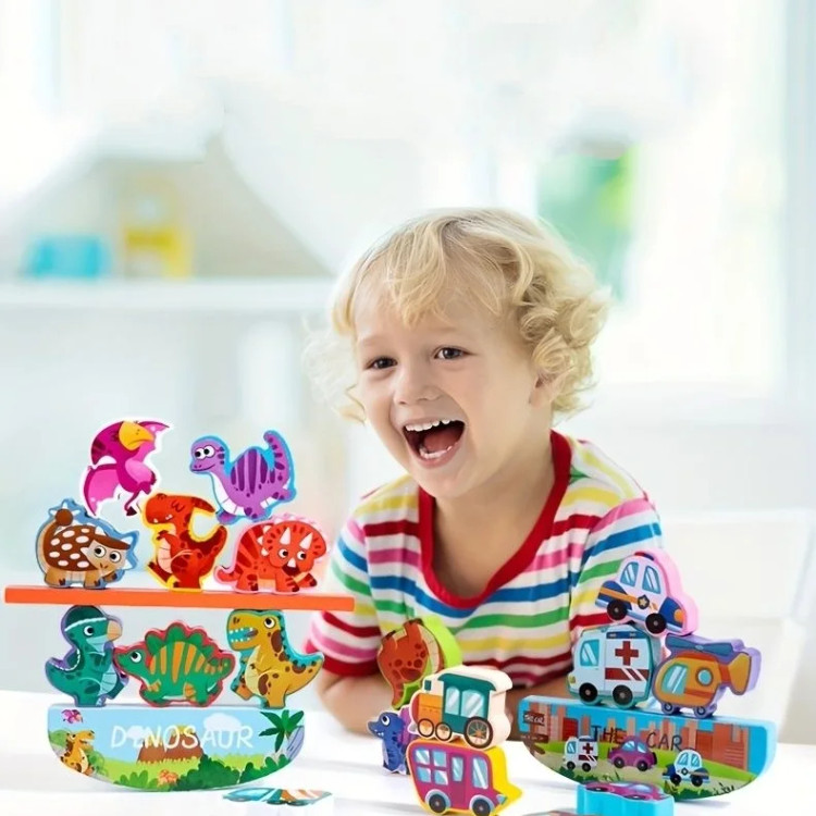 بازی تعادلی چوبی کودکانه شامل قطعات رنگی برای تقویت تمرکز و مهارتهای حرکتی