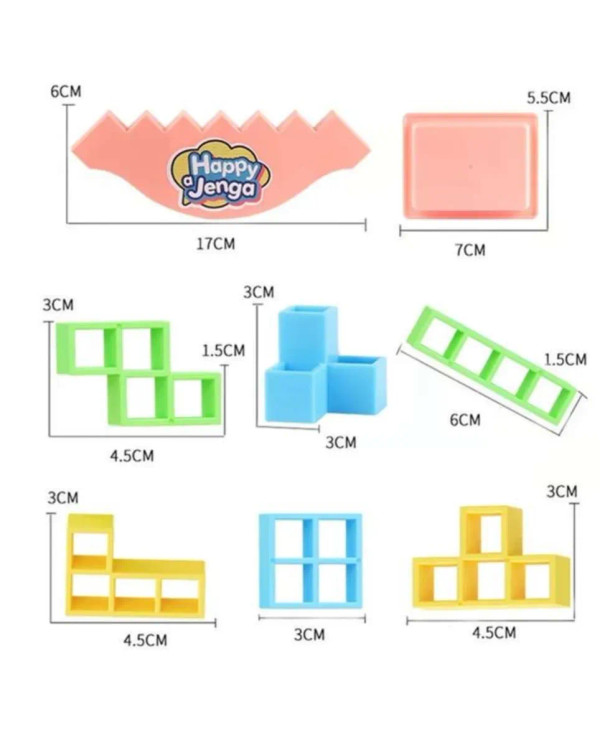 کودک در حال چیدن قطعات تتریسی روی پایه لرزان