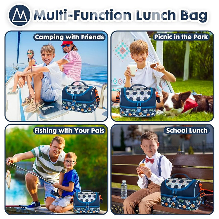 لانچ بگ کودکانه با طراحی توپ فوتبال و رنگهای اسپرت