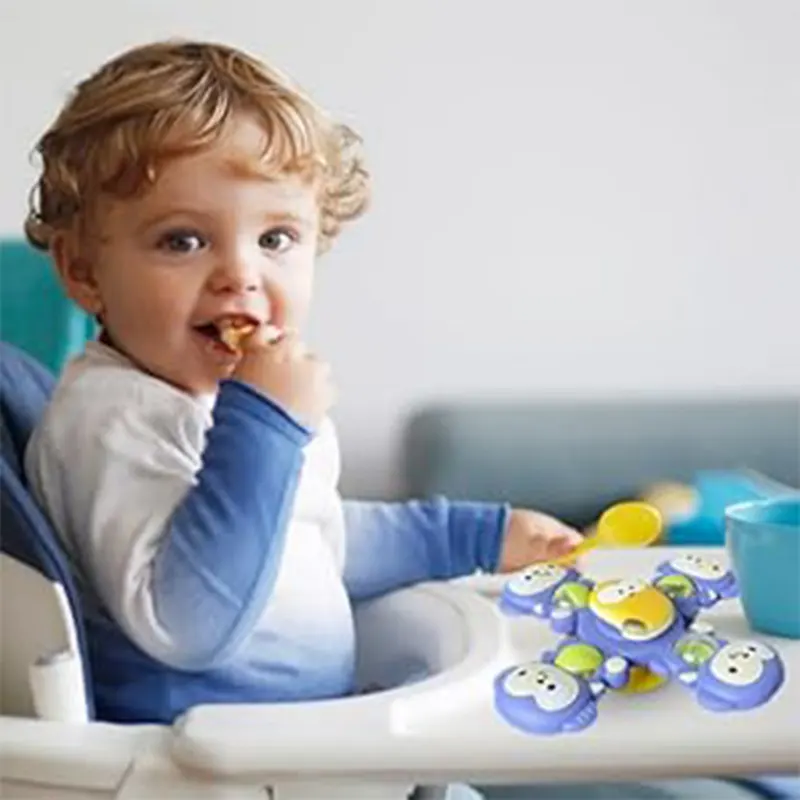 Colorful baby spinner toys with animal faces and suction base