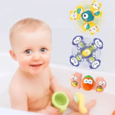 Colorful baby spinner toys with animal faces and suction base