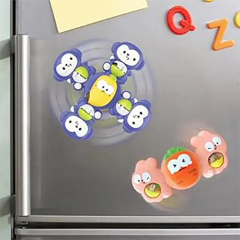 Colorful baby spinner toys with animal faces and suction base