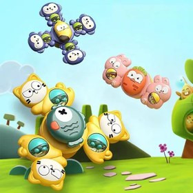 Colorful baby spinner toys with animal faces and suction base