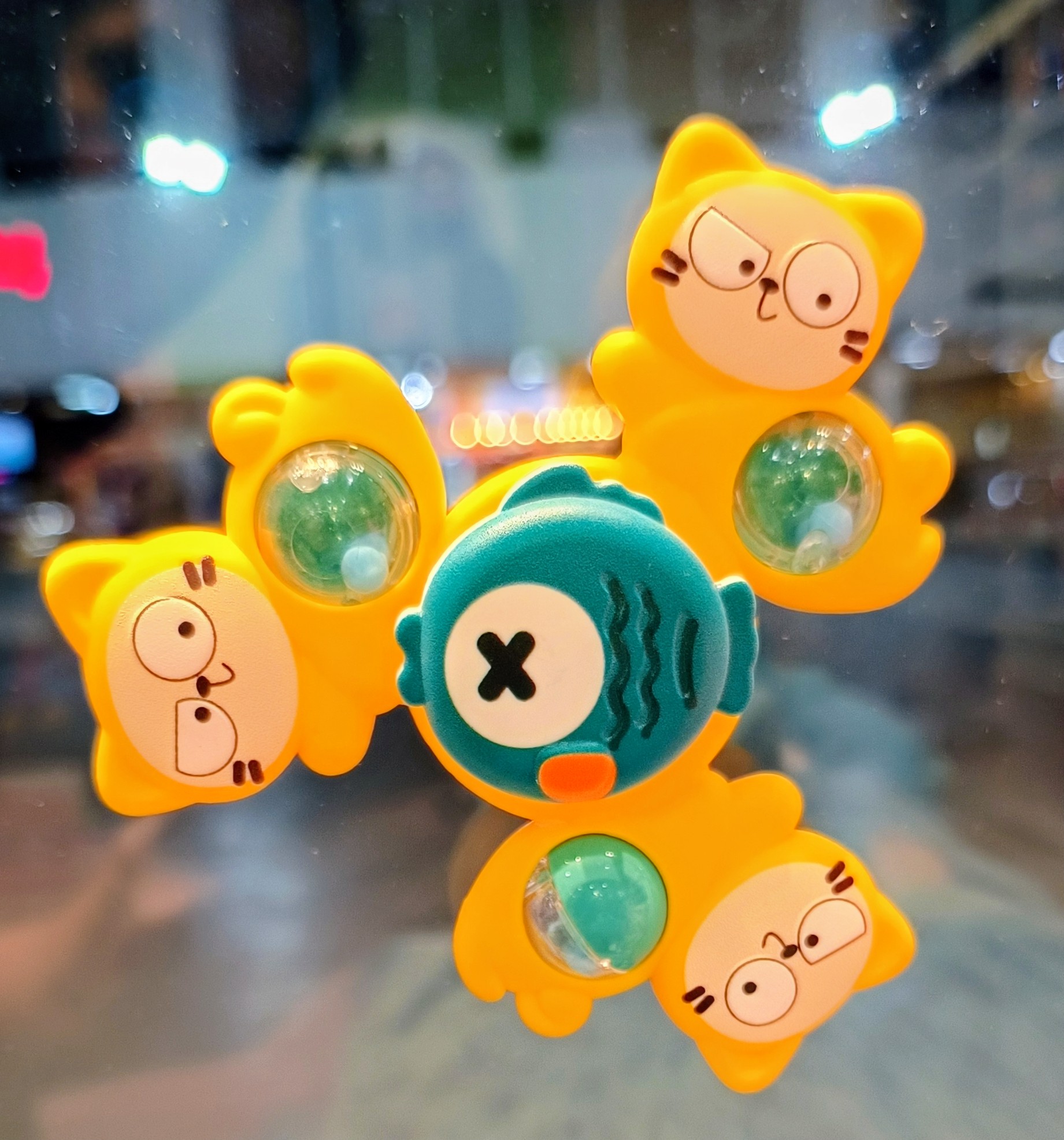 Colorful baby spinner toys with animal faces and suction base