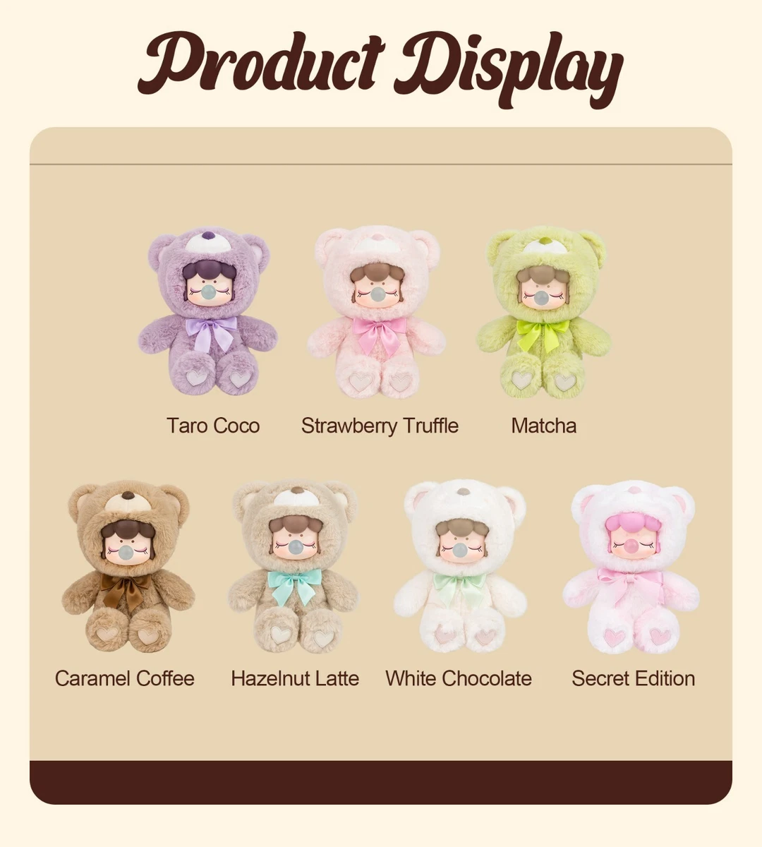 مجموعه عروسک‌های نانسی در رنگ‌های پاستلی صورتی، آبی، زرد، سبز و بنفش