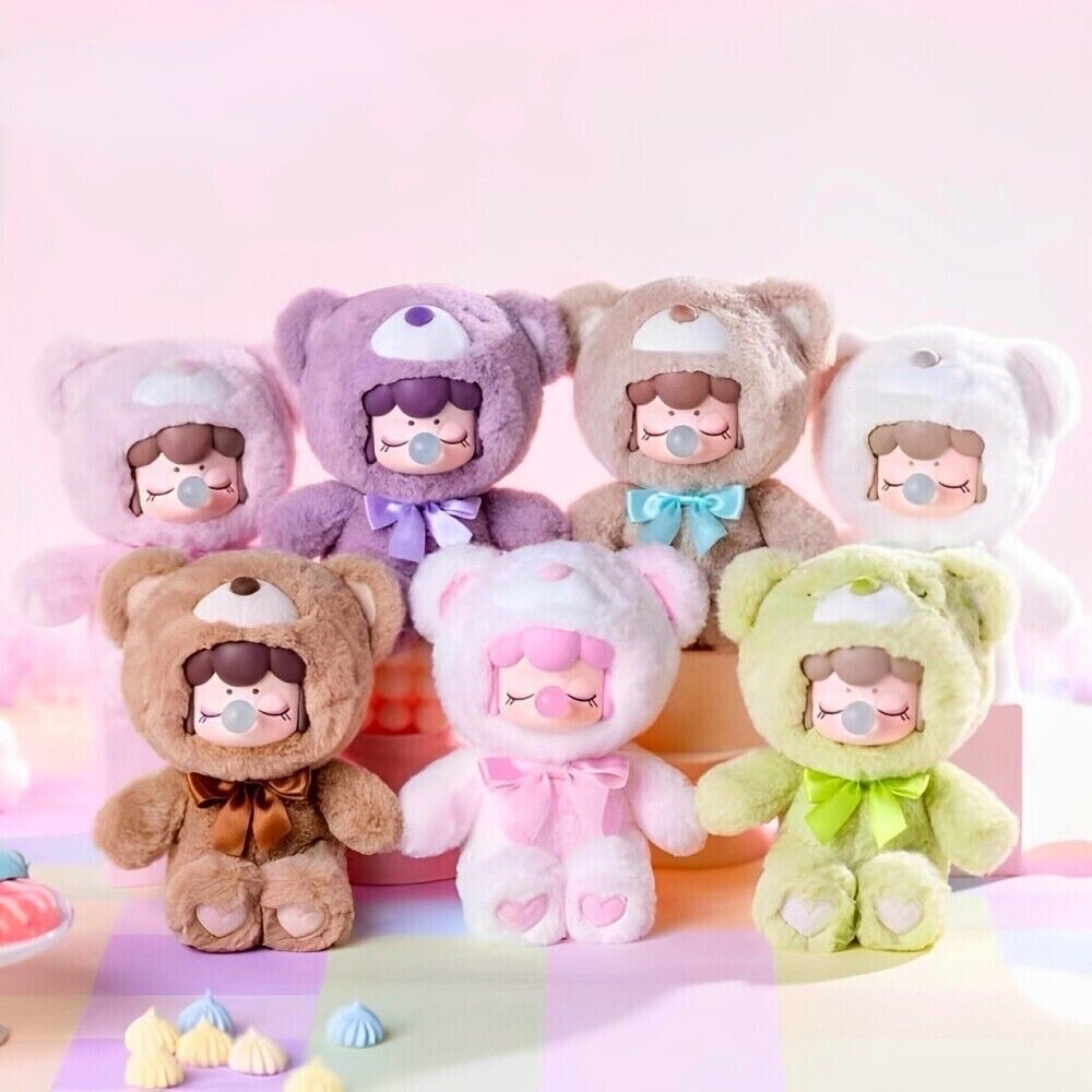 مجموعه عروسک‌های نانسی در رنگ‌های پاستلی صورتی، آبی، زرد، سبز و بنفش