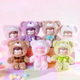 مجموعه عروسکهای نانسی در رنگهای پاستلی صورتی، آبی، زرد، سبز و بنفش