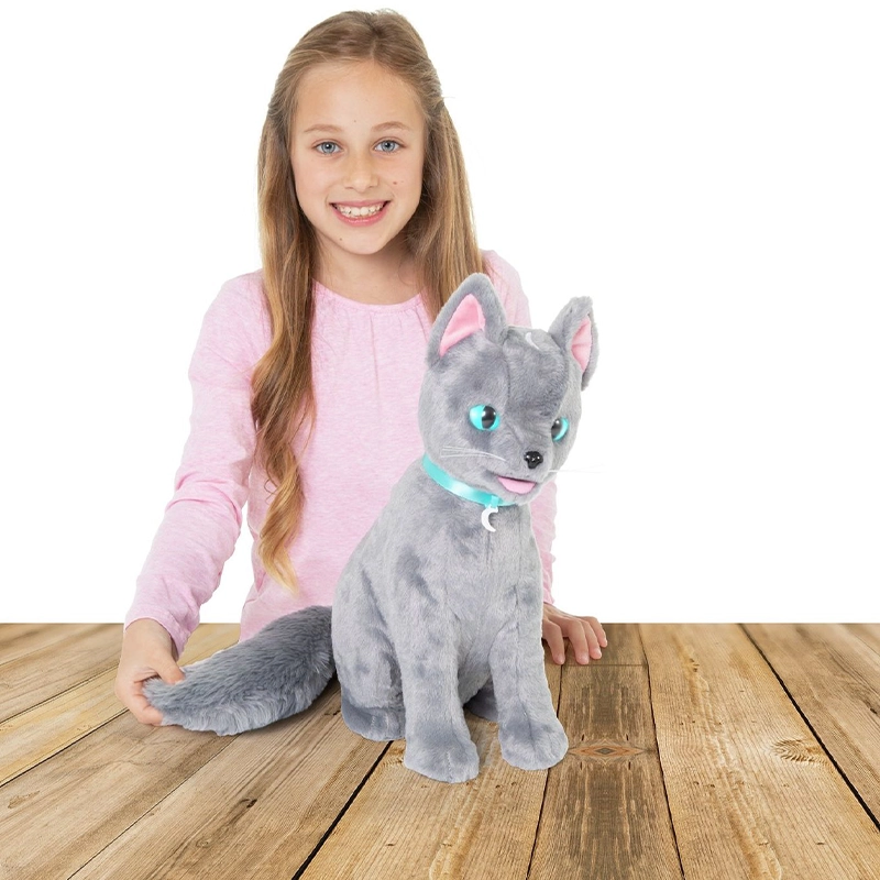 عروسک گربه جادویی Mystery Mao با چشمان آبی و چوب جادویی