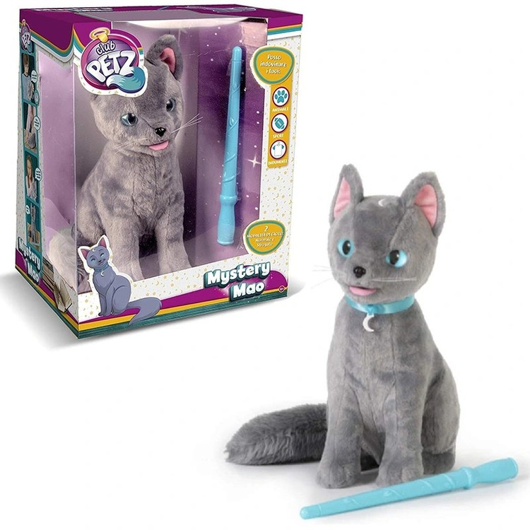 عروسک گربه جادویی Mystery Mao با چشمان آبی و چوب جادویی