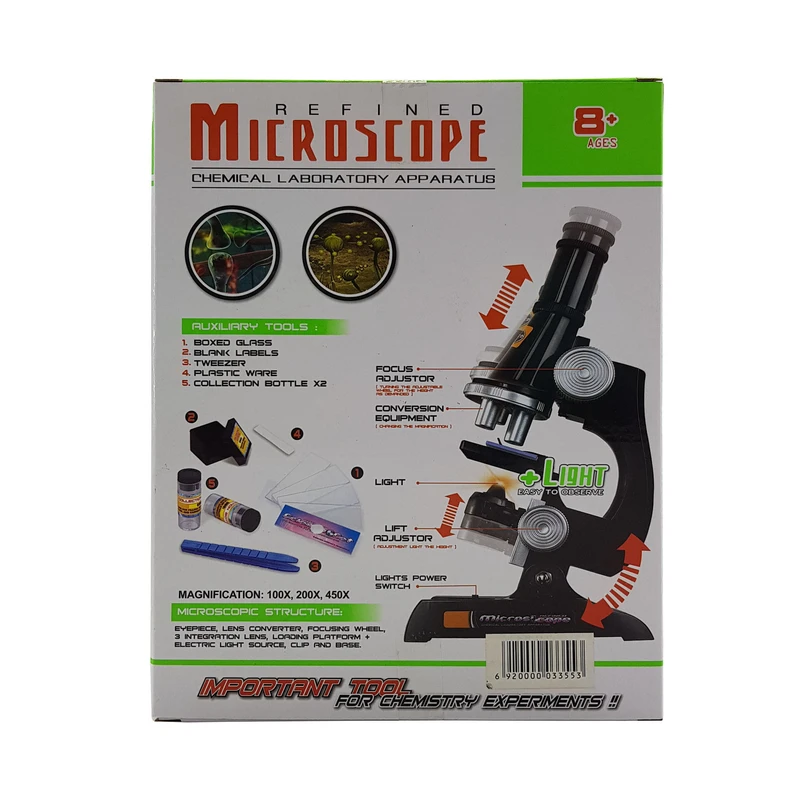 میکروسکوپ آموزشی با بزرگنمایی ۴۵۰ برابر و نور LED