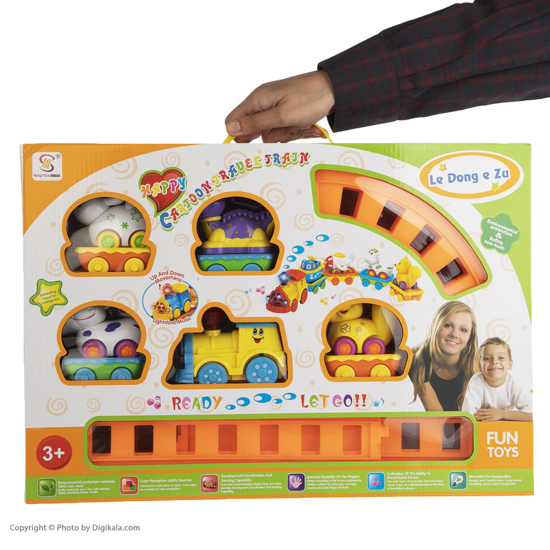قطار موزیکال نشکن پنج واگن برند Le Dong e Zu با حیوانات کارتونی