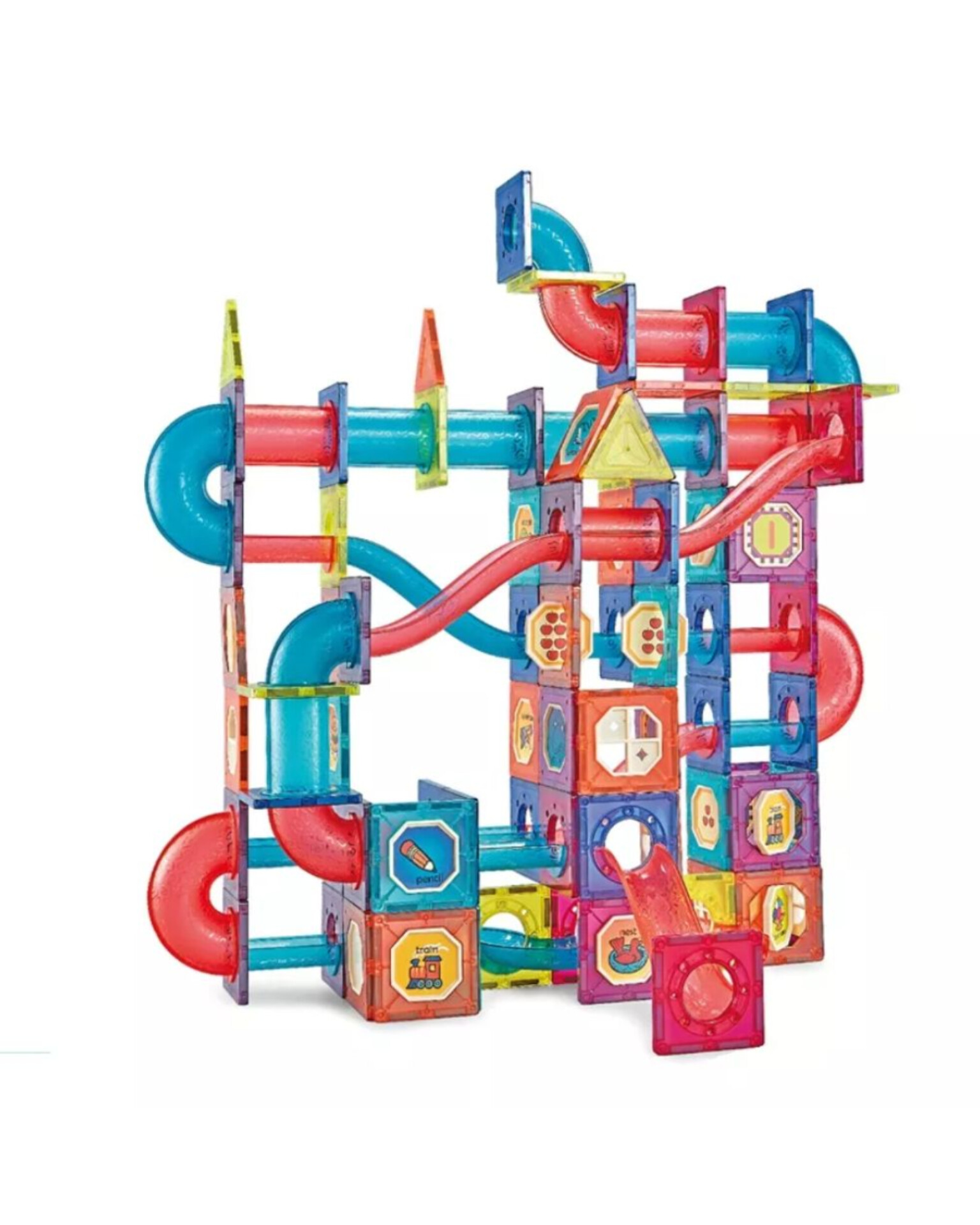 مگنت تایل شیشه‌ای مغناطیسی ۱۹۹ تکه با قطعات رنگی و شفاف