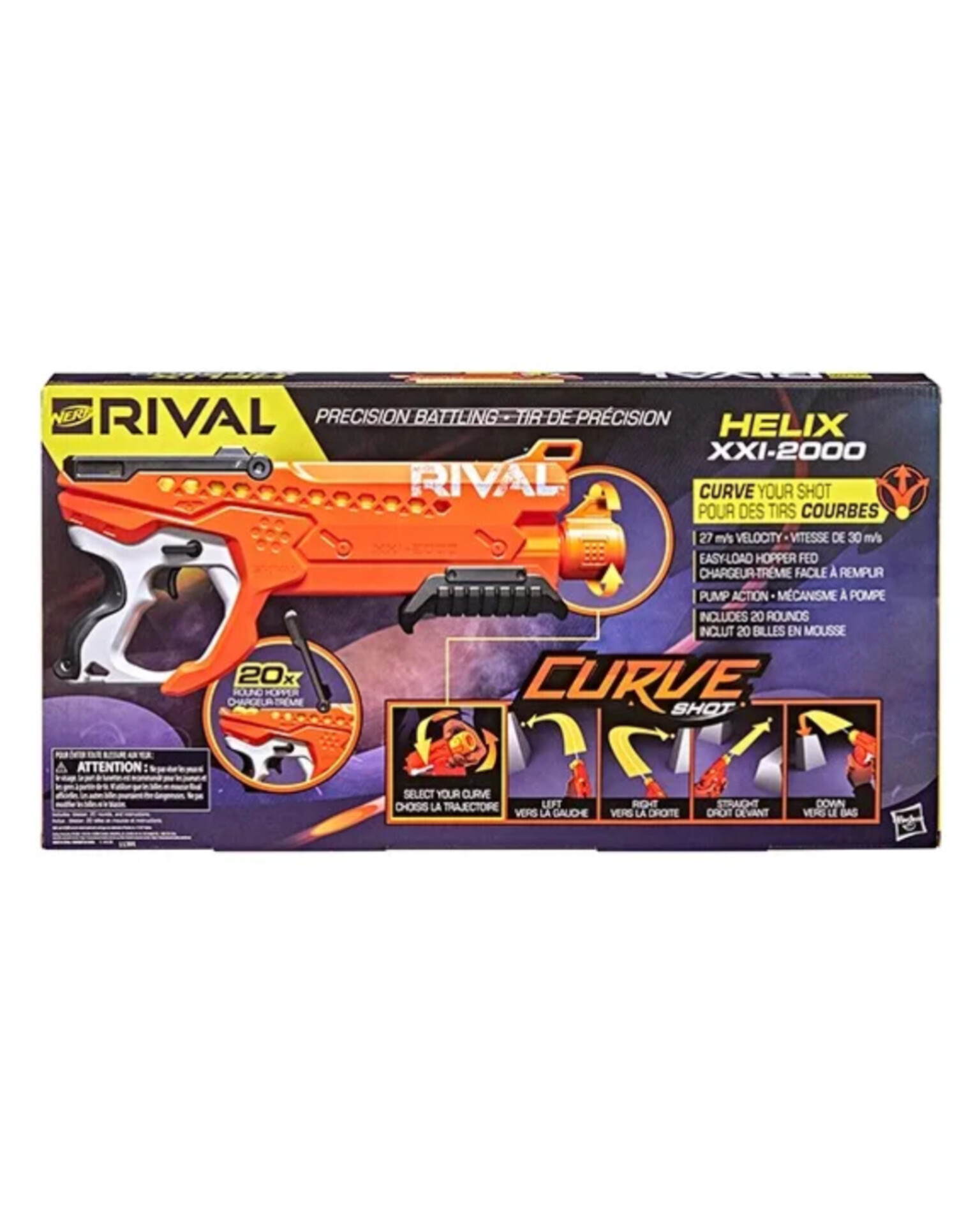 تفنگ نرف NERF RIVAL XXL2000 مدل Curve Shot با رنگ نارنجی