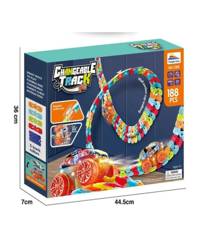 ریسینگ ۱۸۸ تکه با ریلهای رنگی و قابلانعطاف