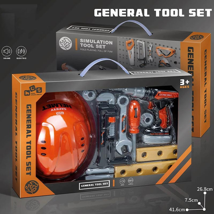 ست ابزار ۱۳ تکه با کلاه ایمنی کودکانه مدل 77828