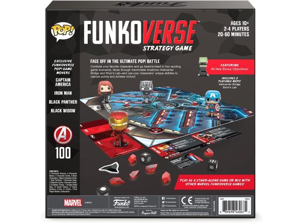 بازی Funkoverse نسخه Marvel با فیگورهای Iron Man، Black Widow، Captain America