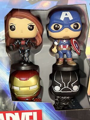 بازی Funkoverse نسخه Marvel با فیگورهای Iron Man، Black Widow، Captain America
