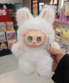 عروسک لبوبو آنجل با لباس خرگوشی قهوه ای و چهره لبخنددار