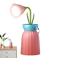 چراغ خواب شارژی طرح گل با گلدان‌های رنگی و گل‌های فانتزی