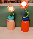 چراغ خواب شارژی طرح گل با گلدانهای رنگی و گلهای فانتزی