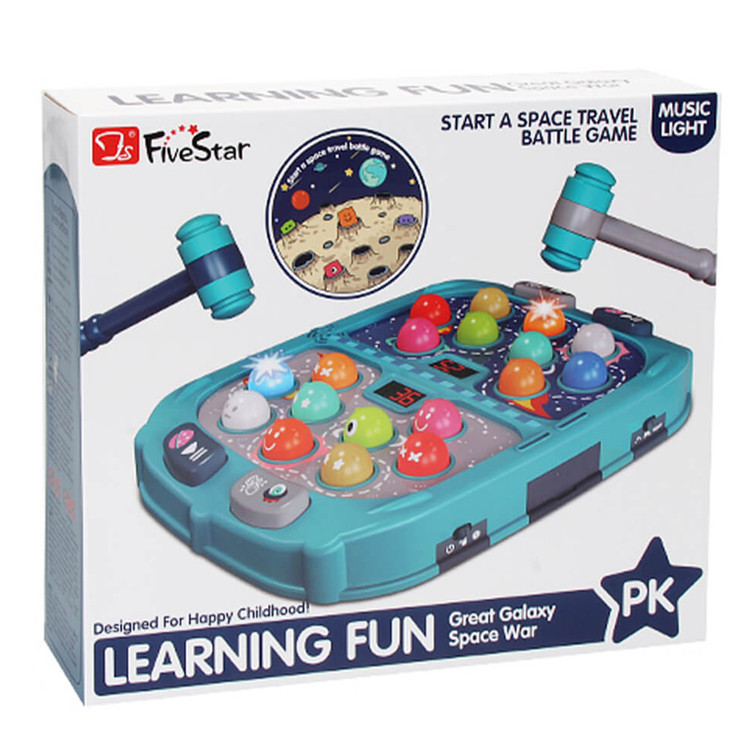 بازی چکش دو نفره نبرد کهکشانها برند فایو استار با نور و موسیقی؛ مناسب رقابت سرعتی و تقویت مهارتهای حرکتی کودکان.