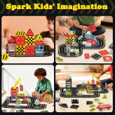 مگنت تایل شهرسازی اوریجینال ۳۹ قطعه با تایلهای جاده، علائم راهنمایی و قطعات شهری؛ مناسب ساخت صحنههای شهرسازی و بازی آموزشی برای کودکان ۳ سال به بالا.