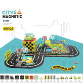 مگنت تایل شهرسازی اوریجینال ۳۹ قطعه با تایلهای جاده، علائم راهنمایی و قطعات شهری؛ مناسب ساخت صحنههای شهرسازی و بازی آموزشی برای کودکان ۳ سال به بالا.