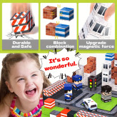 لگو مگنتی پلیس ۵۴ تکه شامل بلوکهای مغناطیسی، ماشین پلیس، تابلو راهنما و فیگور شخصیتها