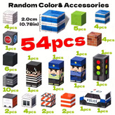 لگو مگنتی پلیس ۵۴ تکه شامل بلوکهای مغناطیسی، ماشین پلیس، تابلو راهنما و فیگور شخصیتها