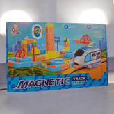 ست قطار ریلی مگنتی با مسیرهای آهنربایی و قطعات رنگی؛ مناسب ساختوساز و بازی خلاقانه کودکان.