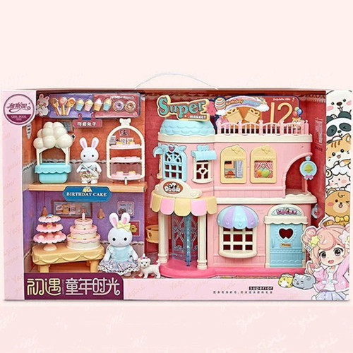 خانه خرگوش DREAMY BAY مدل 6683 با سوپرمارکت و جشن تولد؛ مناسب بازی تخیلی کودکان.