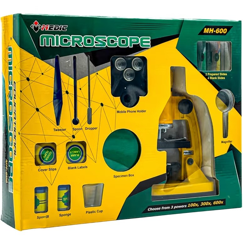 میکروسکوپ آموزشی مدیک مدل MH600؛ کیت کامل آزمایشگاهی برای کشف دنیای میکروسکوپی.