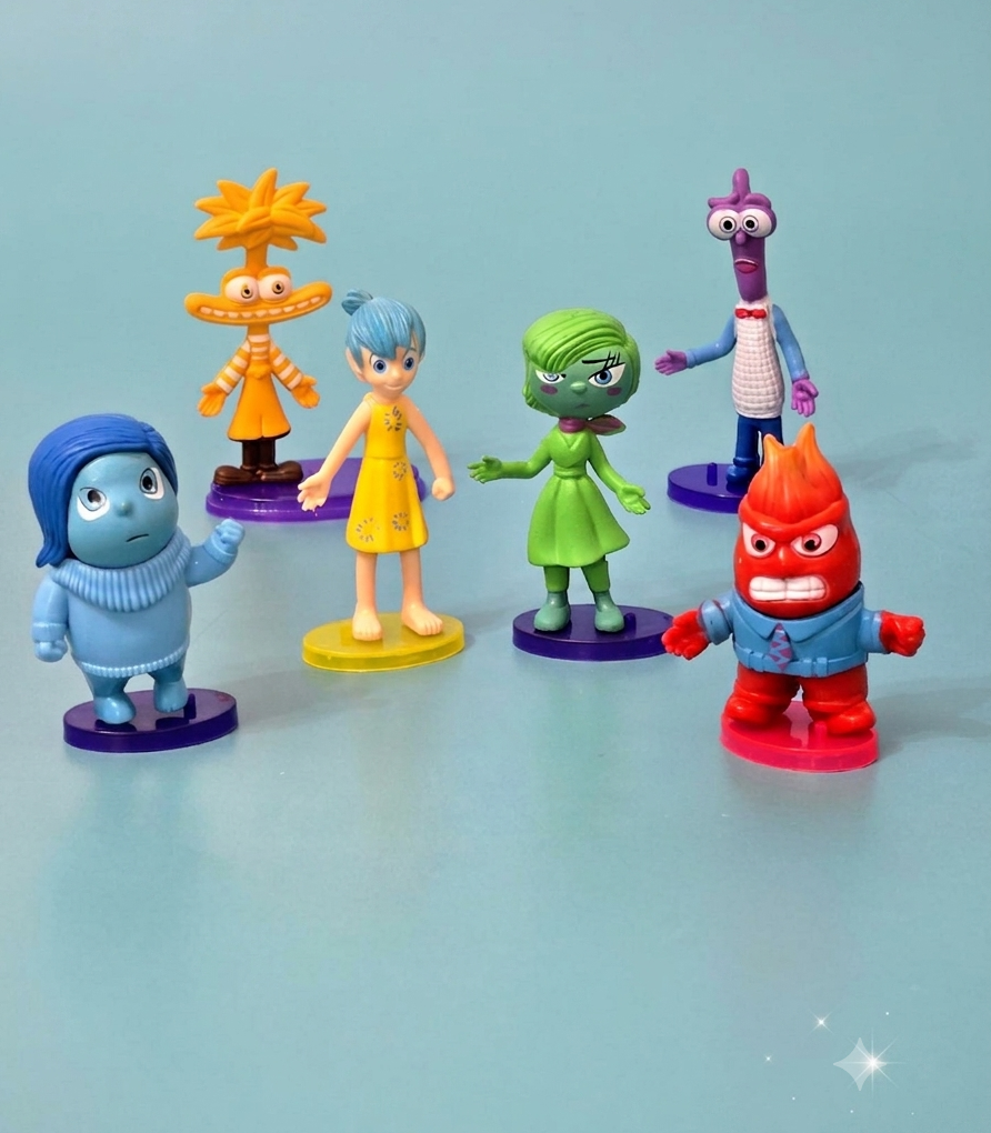 فیگور ۶ عددی انیمیشن بیرون و درون (Inside Out)؛ ست اسباب‌بازی کلکسیونی شخصیت‌های احساسات مناسب هدیه و دکور.