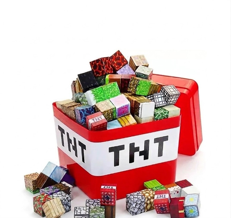 مکعب مگنتی ماینکرافت ۲۰۴ تکه به همراه باکس TNT؛ اسباببازی ساختنی و فکری خلاقانه الهامگرفته از بازی محبوب ماینکرافت همراه با باکس فلزی.