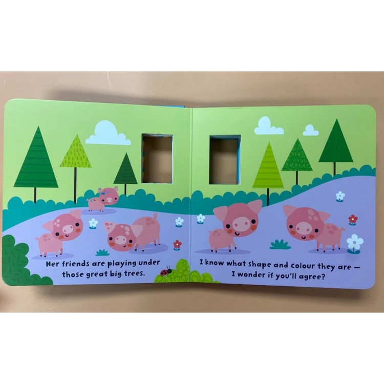 کتاب انگلیسی آموزش اشکال و رنگها مدل Shapes and Colours Farmyard؛ کتاب آموزشی و داستان مصور کودکانه با طرح حیوانات مزرعه.