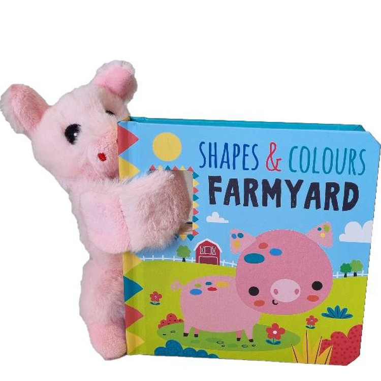 کتاب انگلیسی آموزش اشکال و رنگ‌ها مدل Shapes and Colours Farmyard؛ کتاب آموزشی و داستان مصور کودکانه با طرح حیوانات مزرعه.