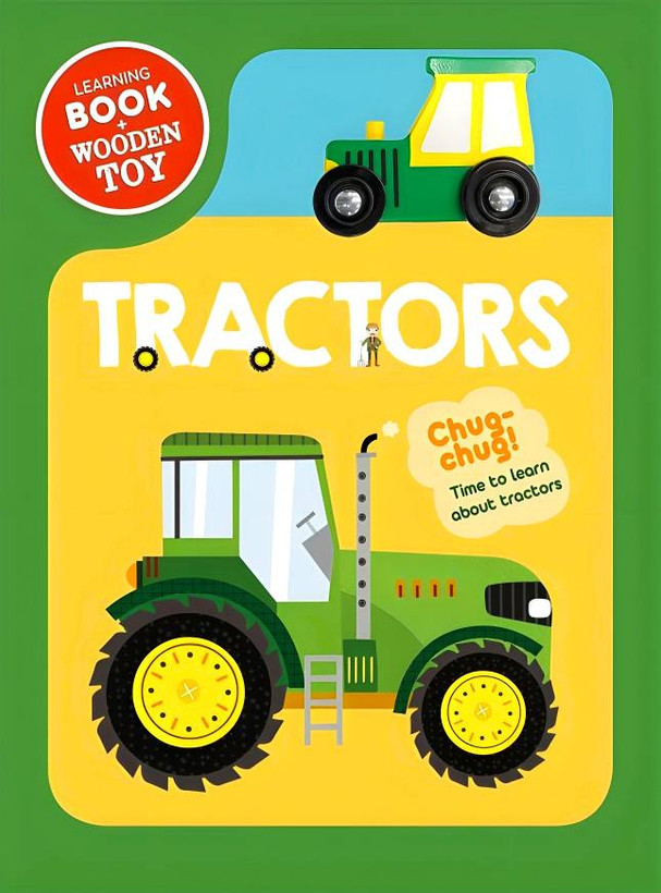 پک کتاب آموزشی اوریجینال انگلیسی و تراکتور چوبی مدل Tractors Learning Book؛ کتاب داستان همراه با اسباببازی چوبی تراکتور مناسب کودکان.